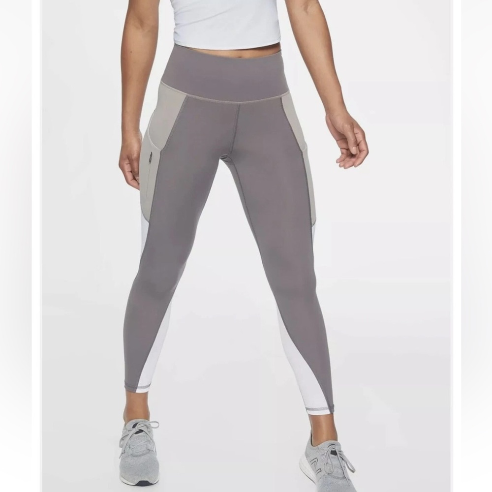 Athleta Colorblock Up For Anything 7/8 Tight Silver Bells SIZE S #209921
